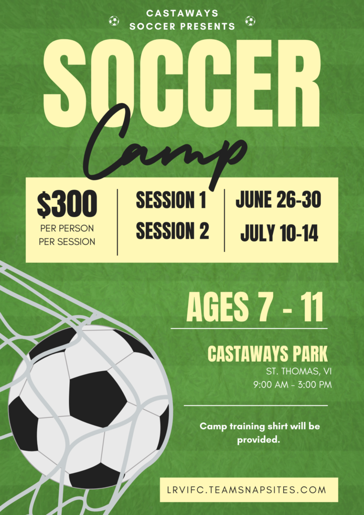 Green Beige Simple Soccer Camp Flyer